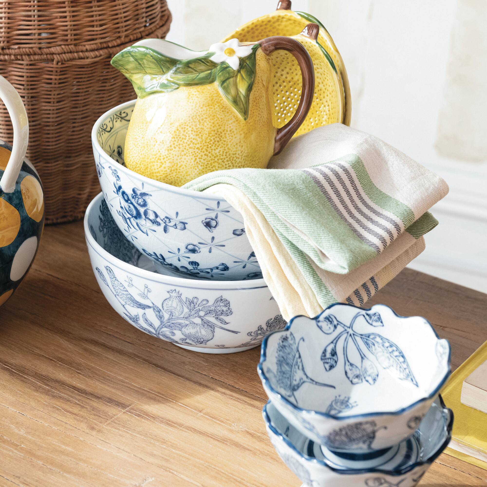 Hello Honey 10" Blue & White Floral Elegance Porcelain Bowl